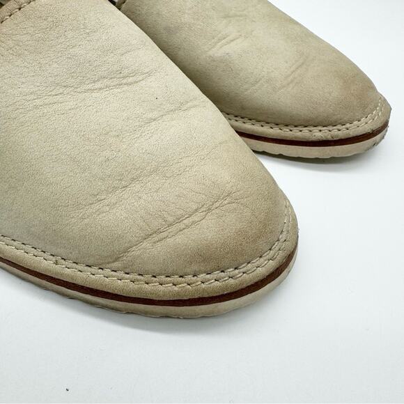 FRYE Milly A Line Nubuck Leather Slip On Loafer Flats Cream Distress Size 6.5 - Picture 2 of 10